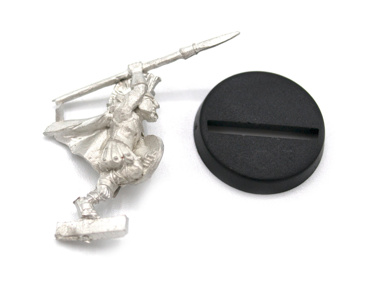 Unpainted pewter Gnome Hoplite miniature, 30mm tall, another view