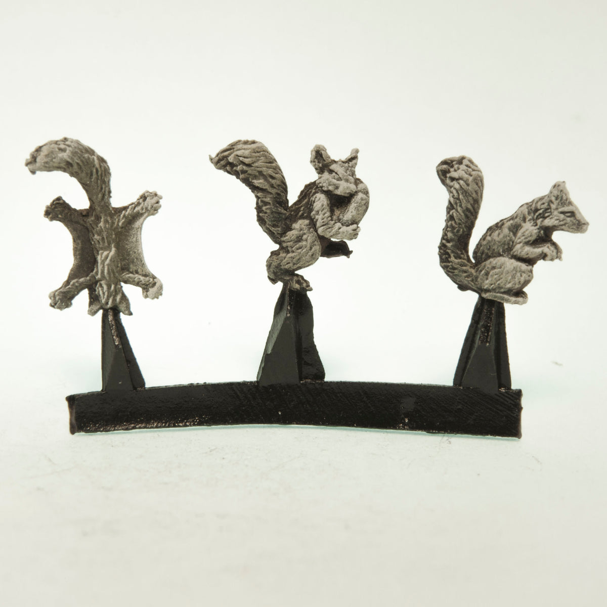 Primed pewter Squirrels miniature, 9mm tall, another view