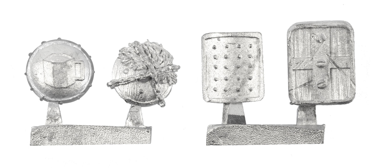 Unpainted pewter 4 Shields Sprue miniature, 14mm tall