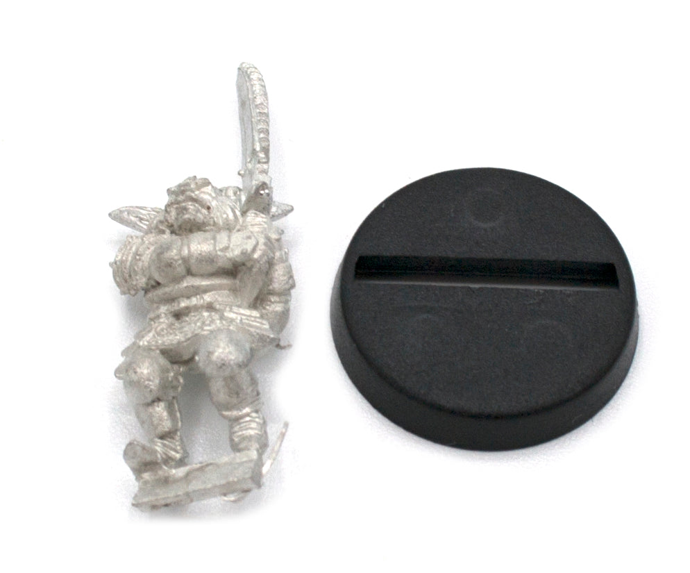Unpainted pewter Gnome Warrior miniature, 34mm tall, another view