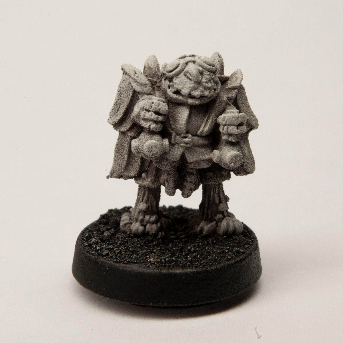Primed pewter Owlfolk Child Mechanist miniature, 20mm tall