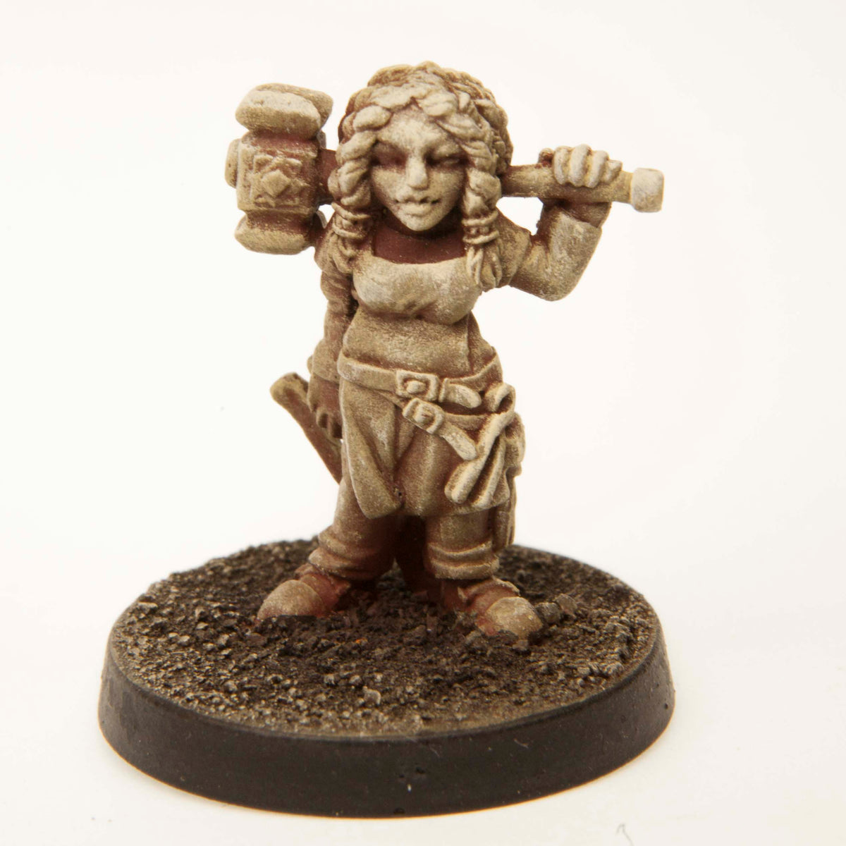 Primed pewter Dwarf Blacksmith miniature, 25mm tall