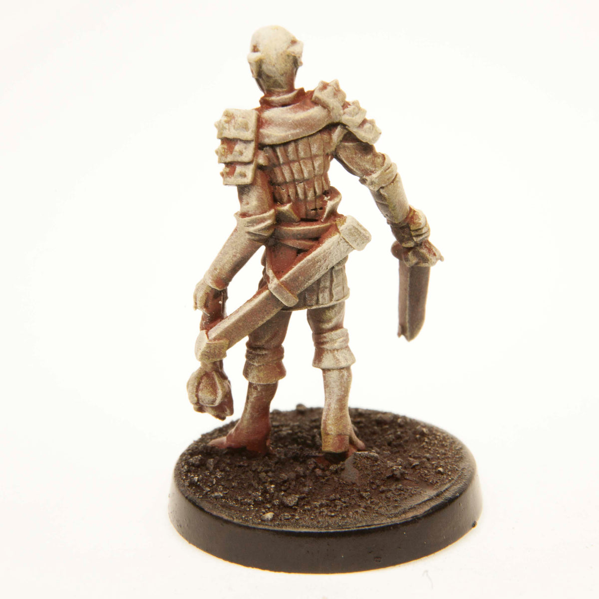 Primed pewter Elf Raider miniature, 34mm tall, another view