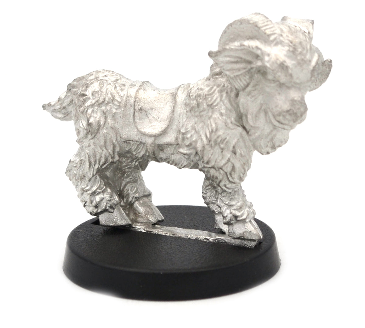 Unpainted pewter Ram miniature, 27mm tall, another view