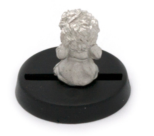 Unpainted pewter Halfling Girl miniature, 12mm tall, another view