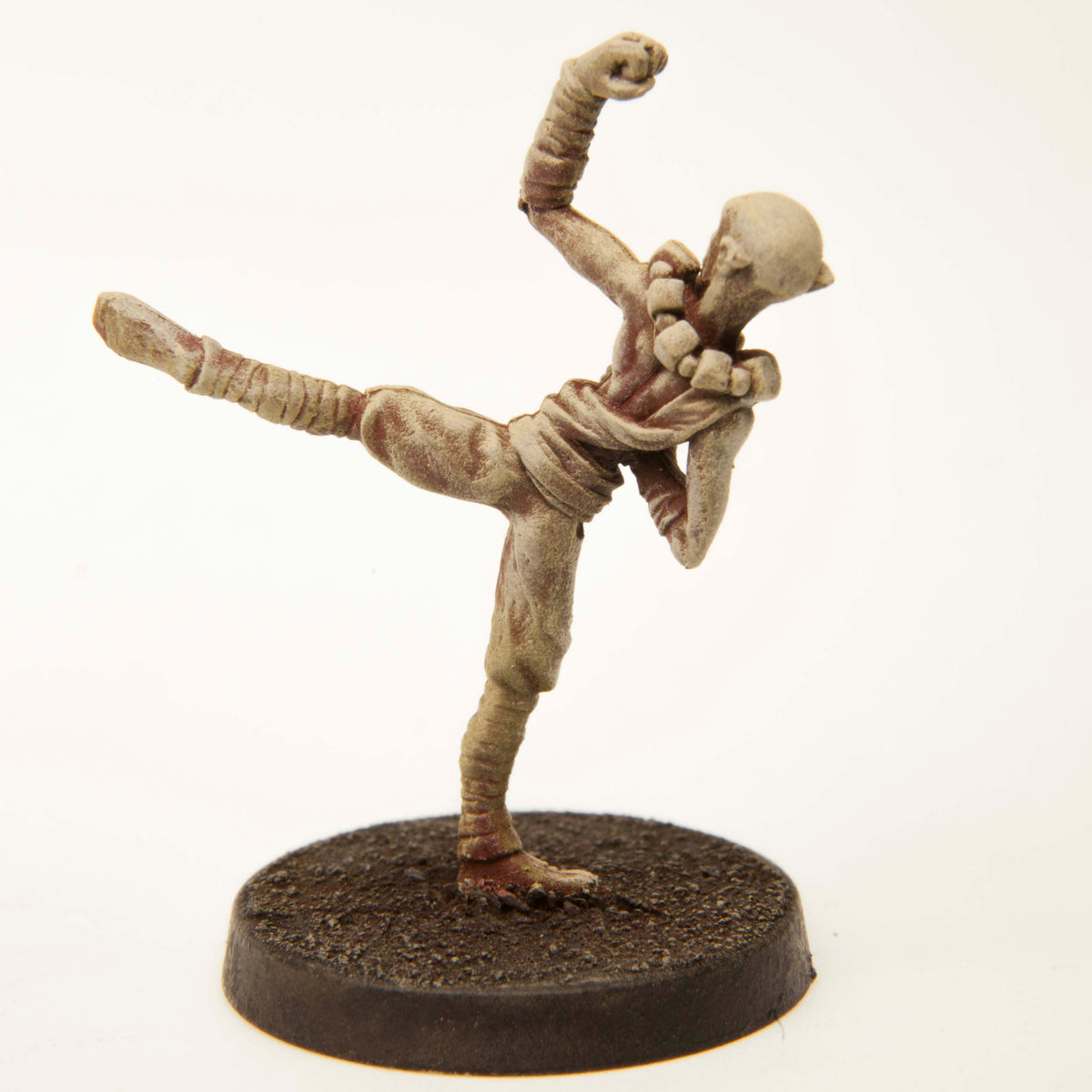 Primed pewter Elf Monk miniature, 35mm tall, another view