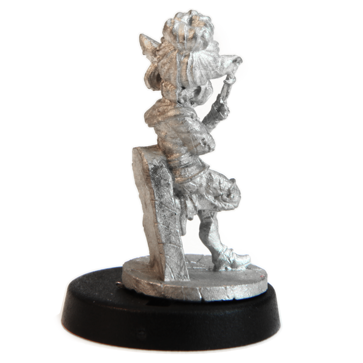 Unpainted pewter Gnome Rogue miniature, 24mm tall, another view