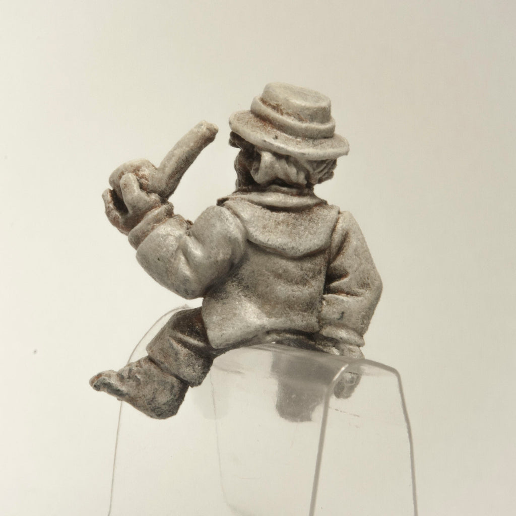 Primed pewter Halfling Wool Merchant Rider miniature, 20mm tall, another view