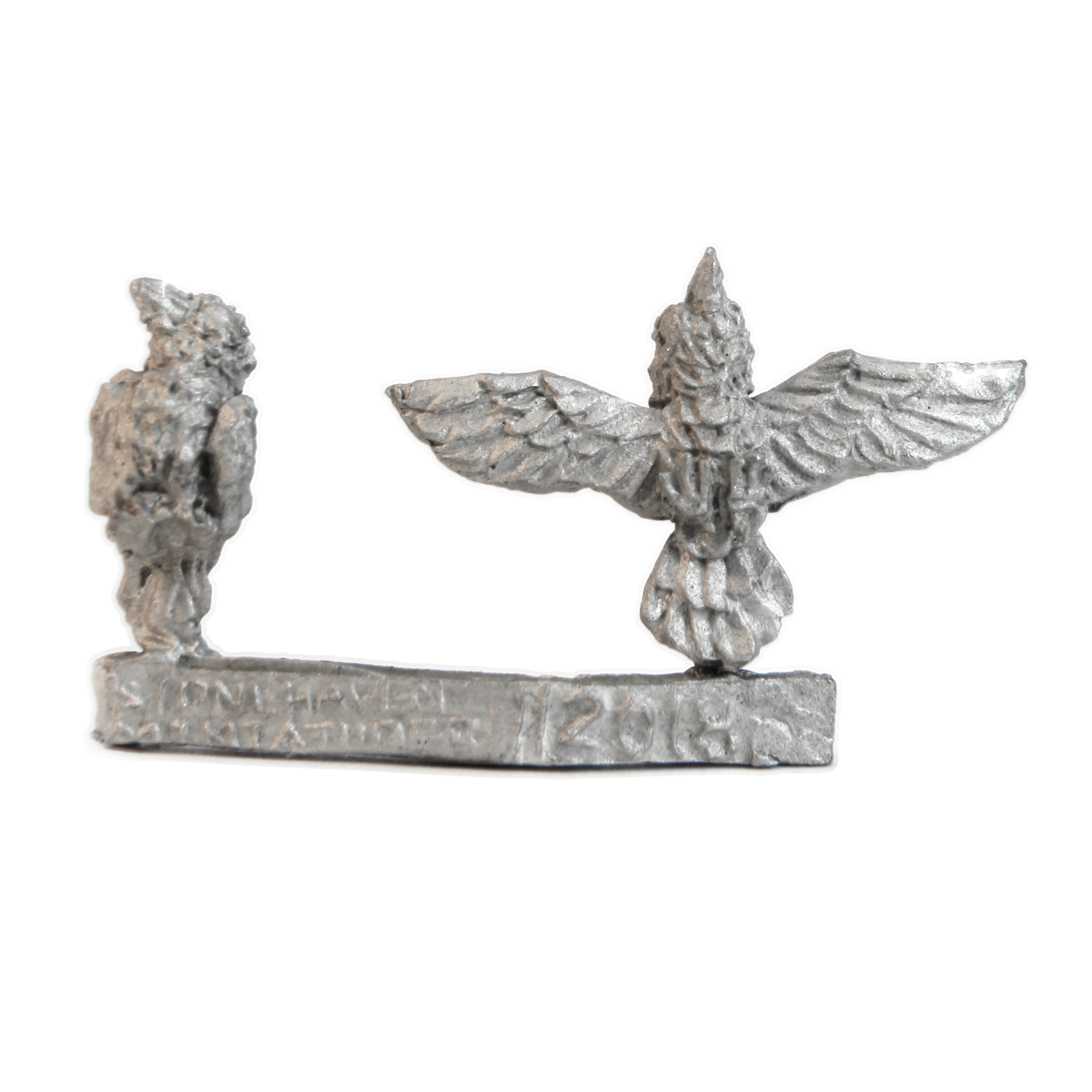 Unpainted pewter 2 Crows Sprue miniature, 12mm tall