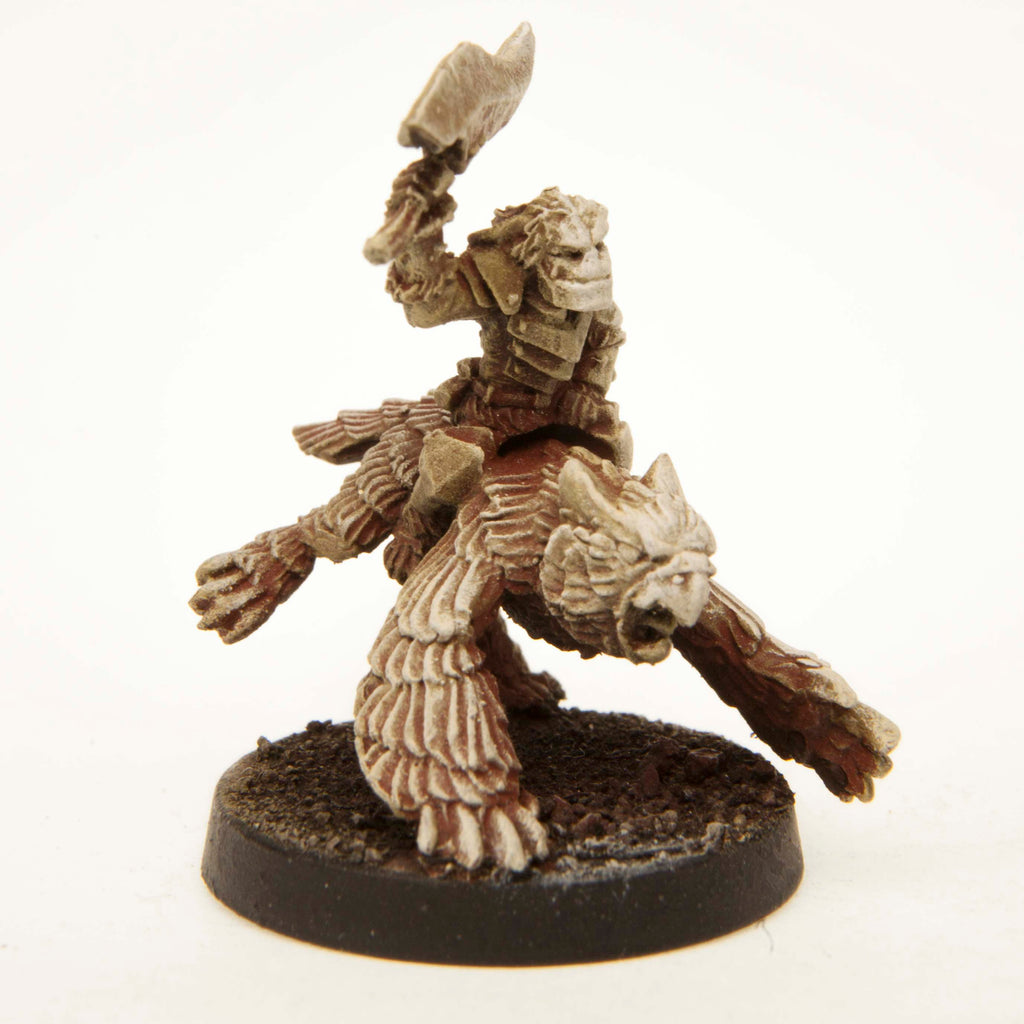 Primed pewter Gremlin Raider Mounted miniature, 30mm tall