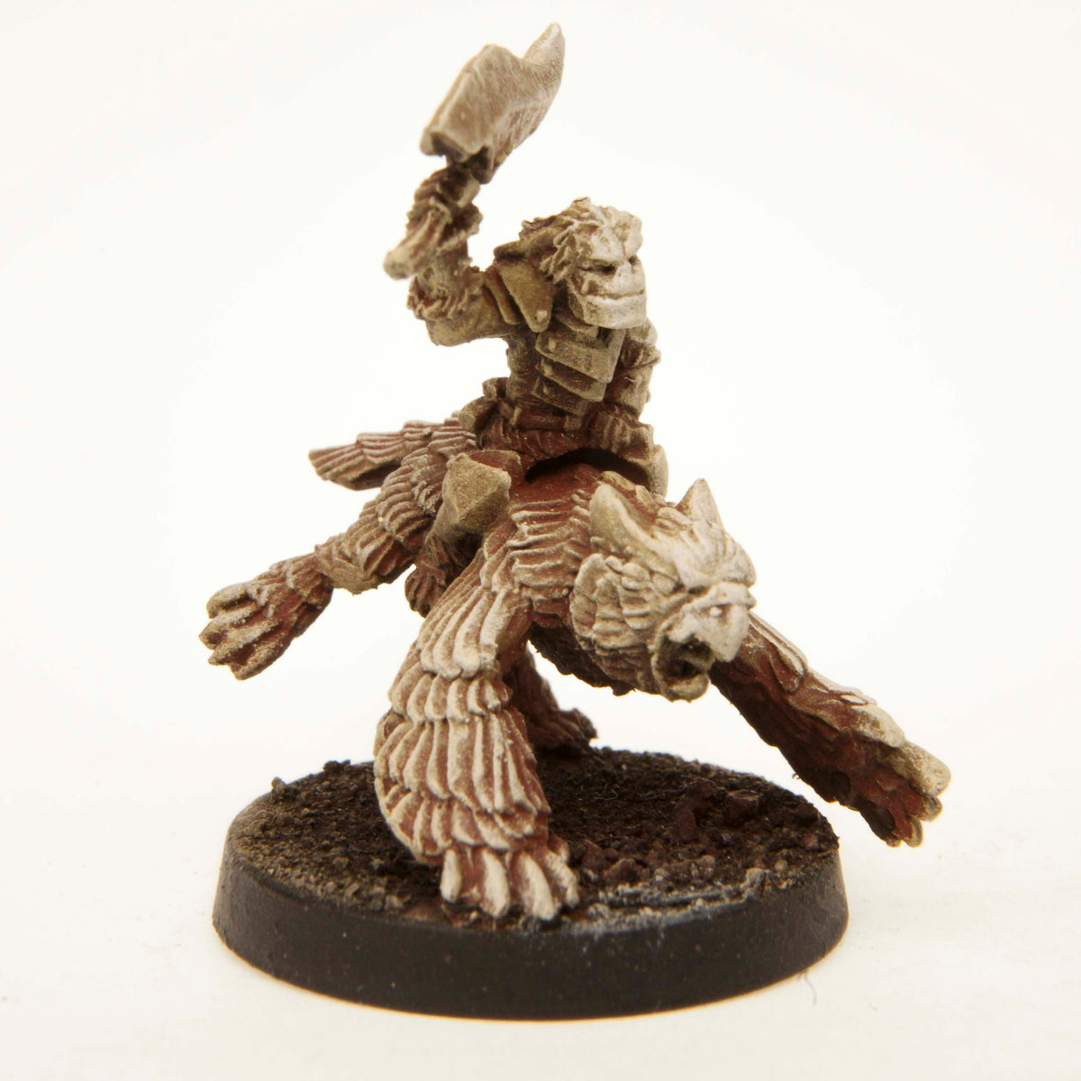 Primed pewter Gremlin Raider Mounted miniature, 30mm tall