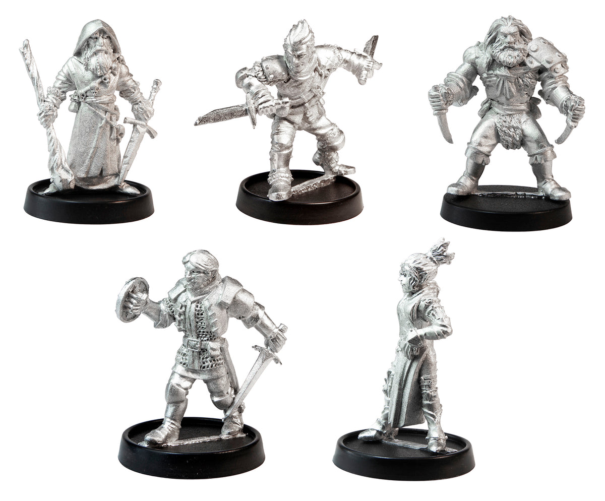 Stonehaven Adventurers 2020 - 5 Piece Weasel Sven's Scavengers Set, unpainted pewter miniatures, another view