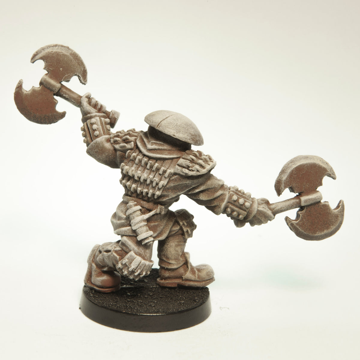 Primed pewter Half-Orc Warlord miniature, 45mm tall, another view