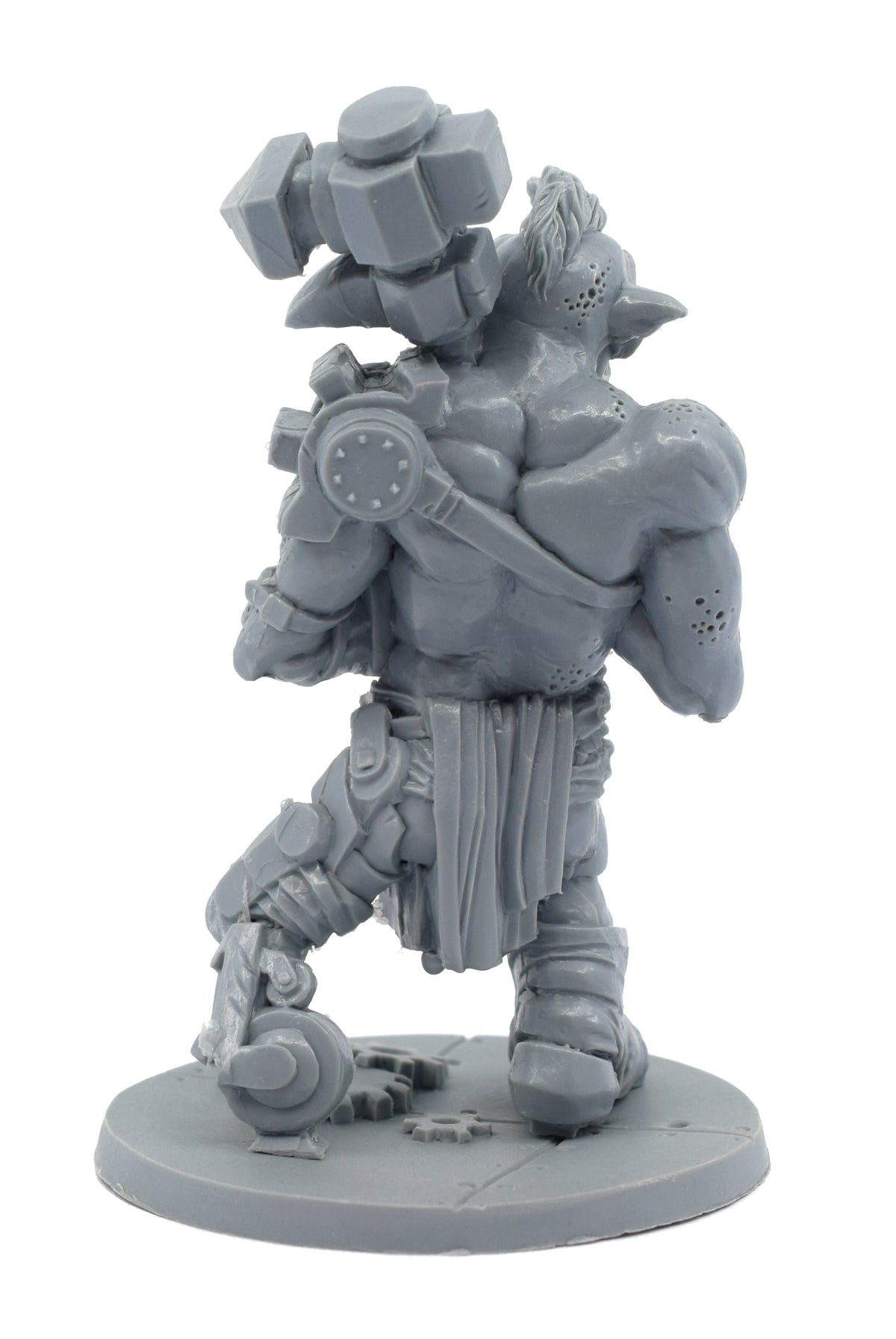 Unpainted resin Troll Mechanist miniature, 90mm tall, another view