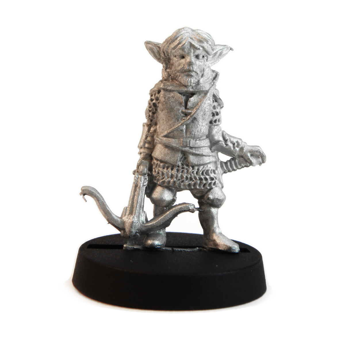 Unpainted pewter Gnome Ranger miniature, 24mm tall