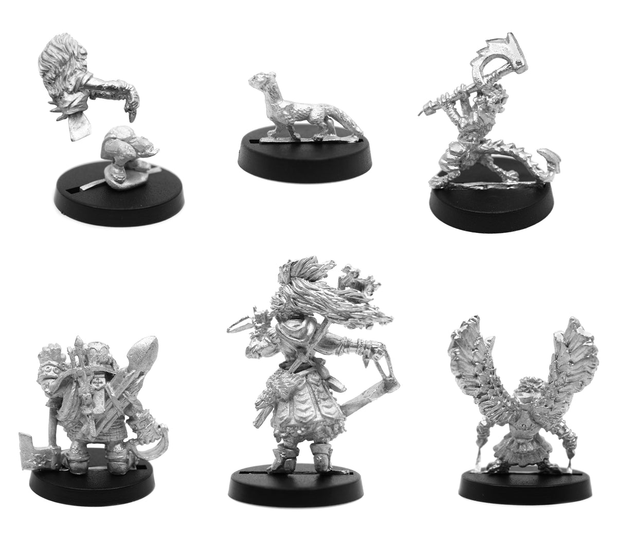 6 Piece Skull Stabbers Set, unpainted pewter miniatures, another view
