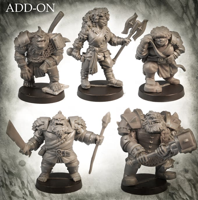 Stonehaven Adventurers 2020 - 5 Piece The Bone Bashers Set, primed pewter miniatures