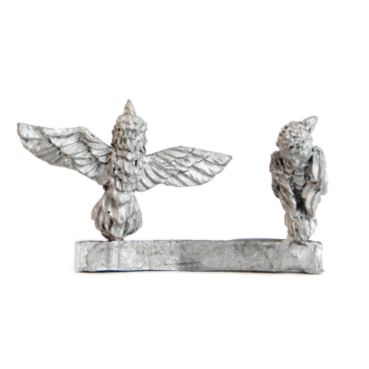Unpainted pewter 2 Crows Sprue miniature, 12mm tall, another view