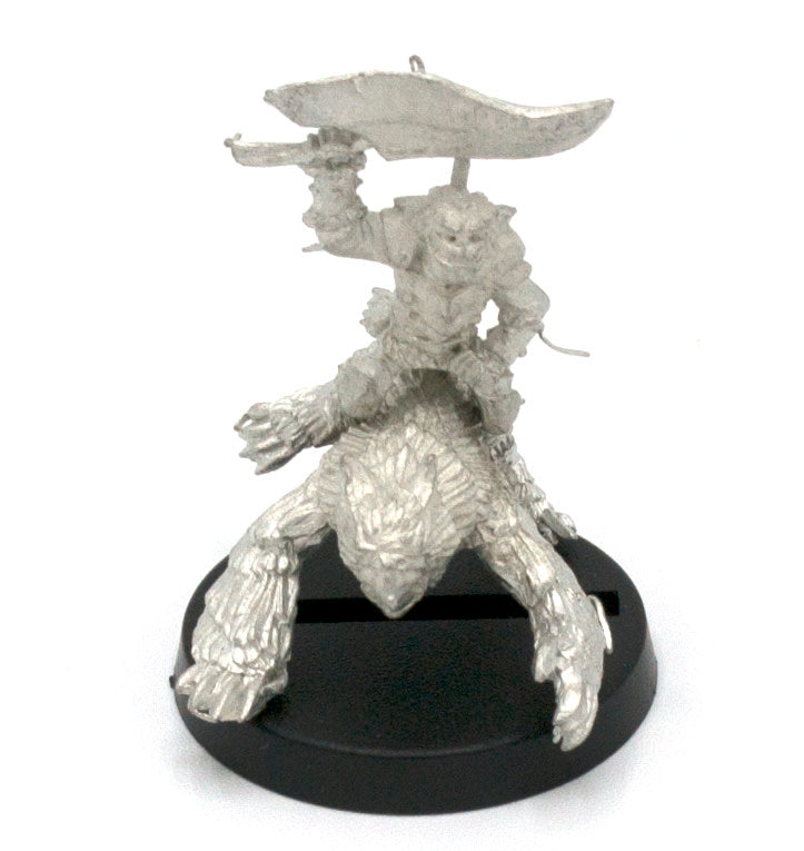 Unpainted pewter Gremlin Raider Mounted miniature, 30mm tall