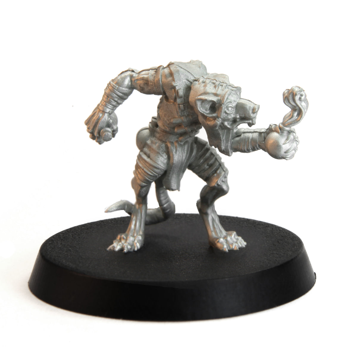 Unpainted pewter Tytantroll Ratman Alchemist miniature, 27mm tall