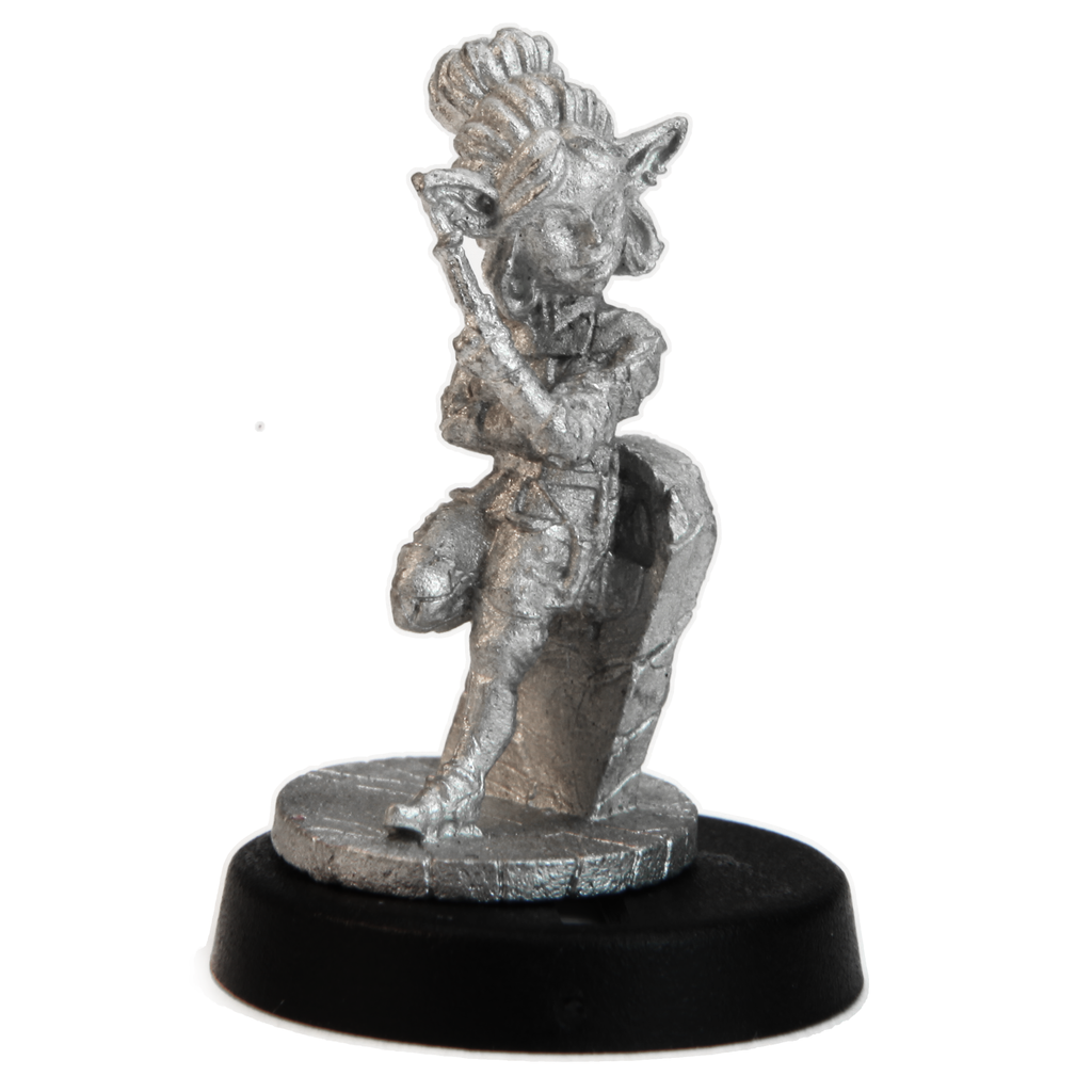 Unpainted pewter Gnome Rogue miniature, 24mm tall