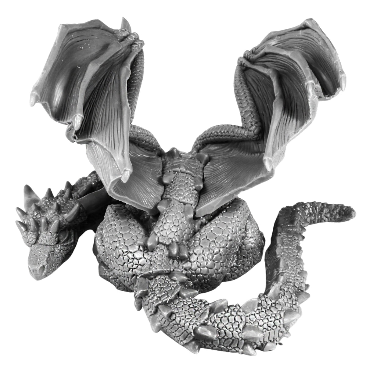 Unpainted resin Reclining Dragon miniature, 100mm, another view