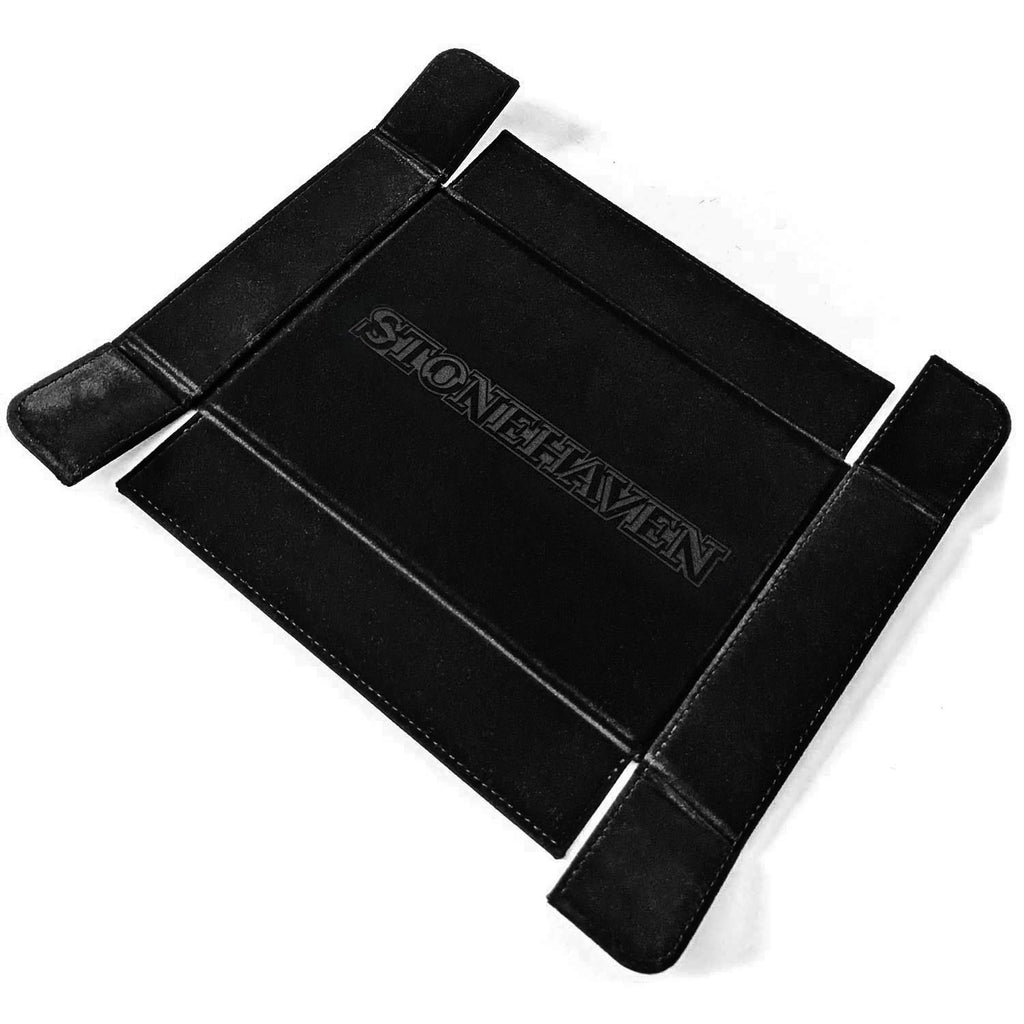 Stonehaven Winter Black Velvet and PU Leather Magnetic Dice Tray, another view