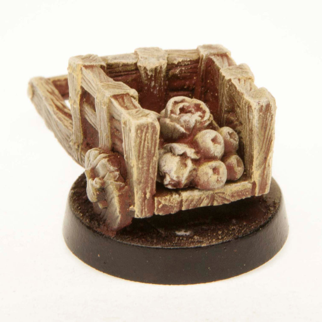 Primed pewter Cart with Contents miniature, 25mm tall, another view