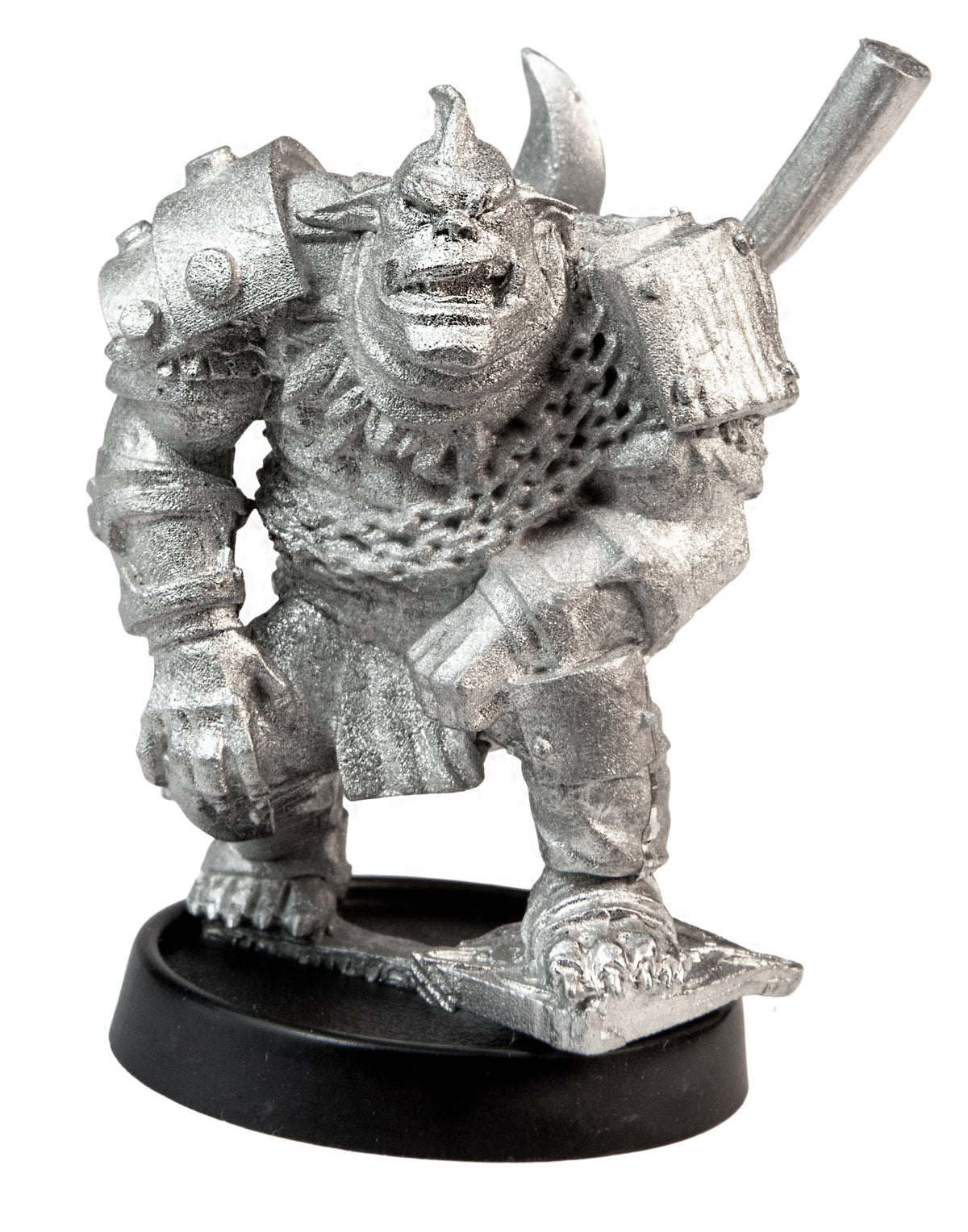Unpainted pewter Male Orc Fighter miniature, 39mm tall