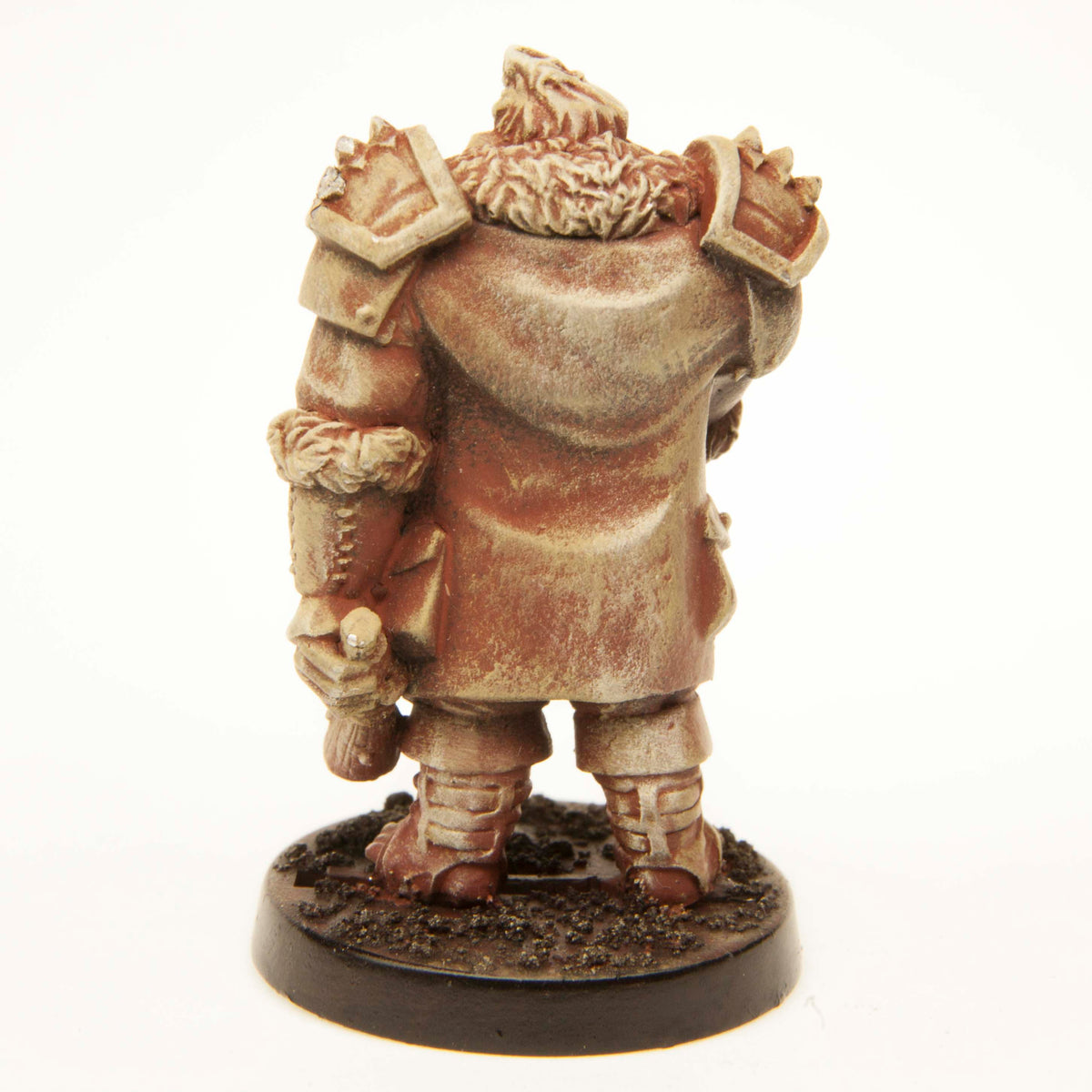 Primed pewter Half-Orc Strong-arm miniature, 35mm tall, another view