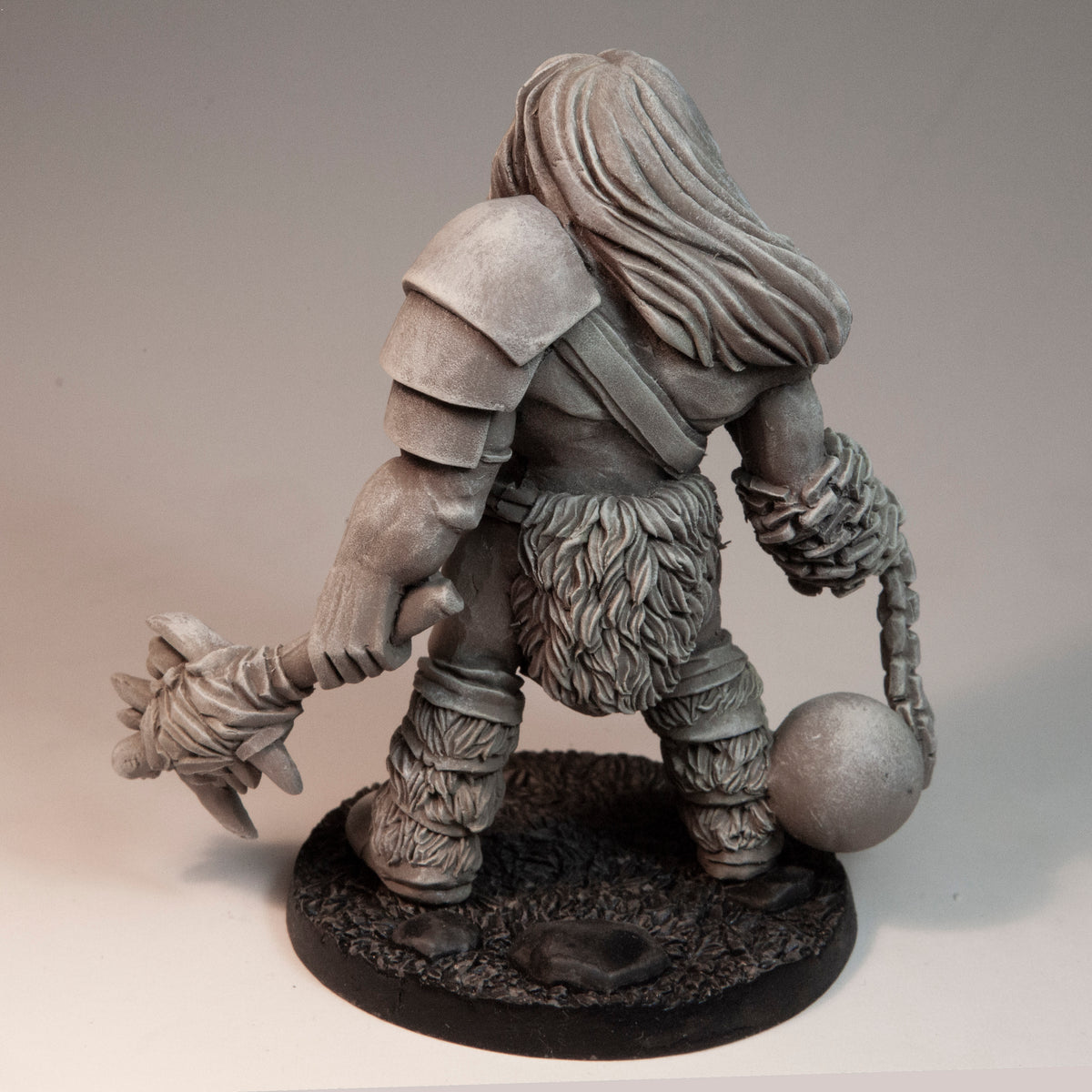 Primed resin Giant Barbarian miniature, 93mm tall, another view