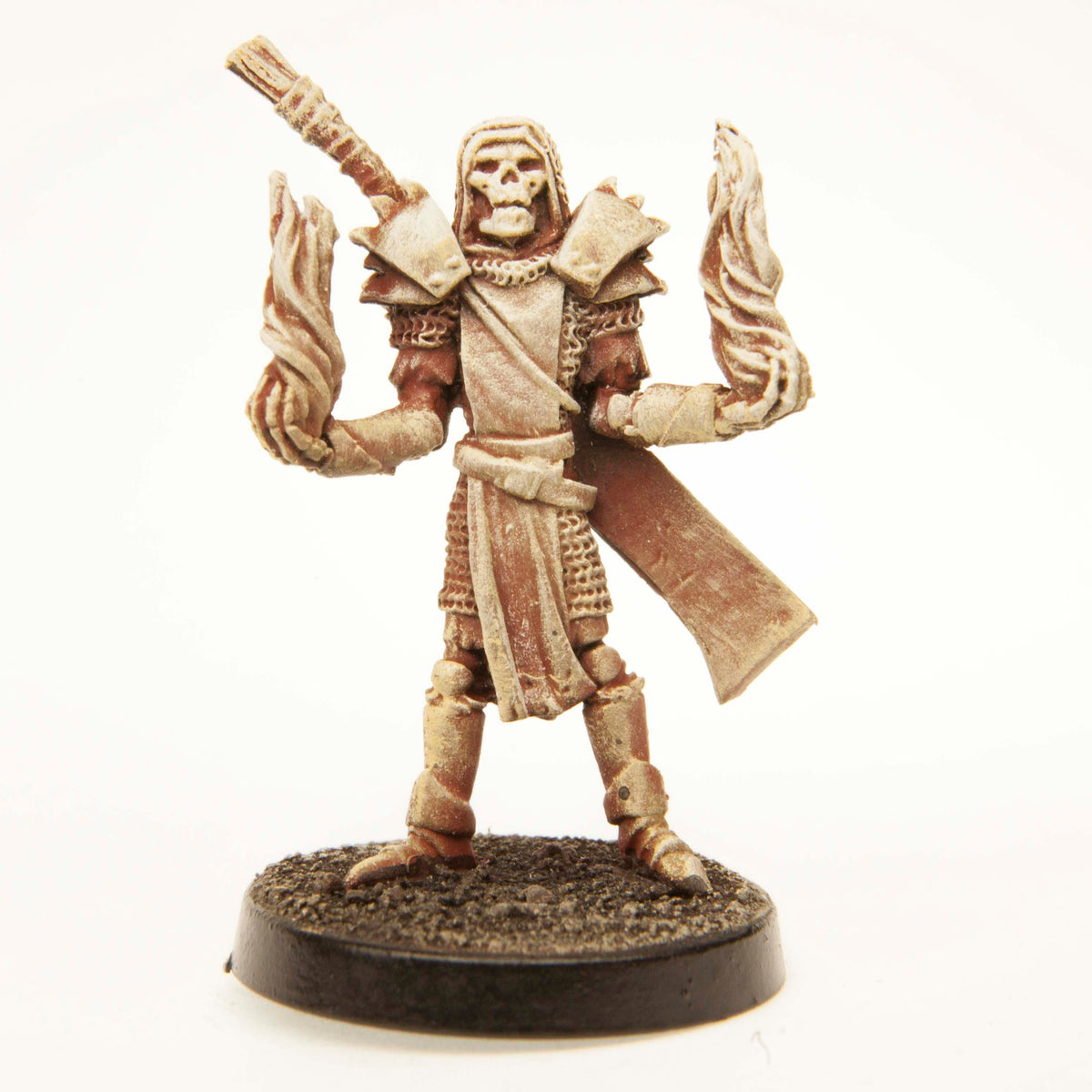 Primed pewter Elf Undead Mage miniature, 39mm tall