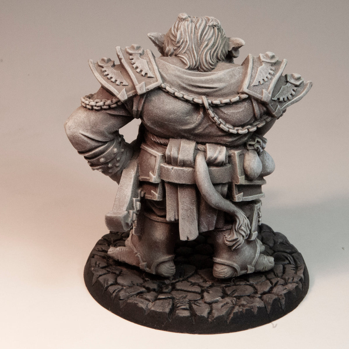 Primed resin Troll Captain miniature, 67mm tall, another view
