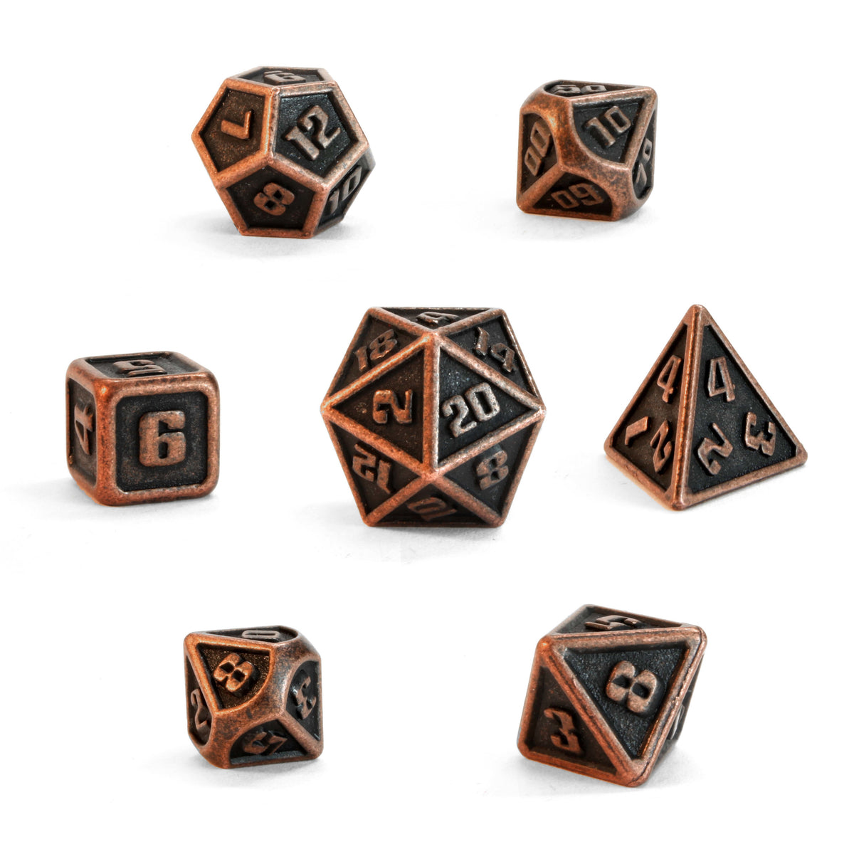 Level 5 Gnome Artificer Dice Set Polyhedral Dice (7pcs) Metal Bronze Mini Sized, another view