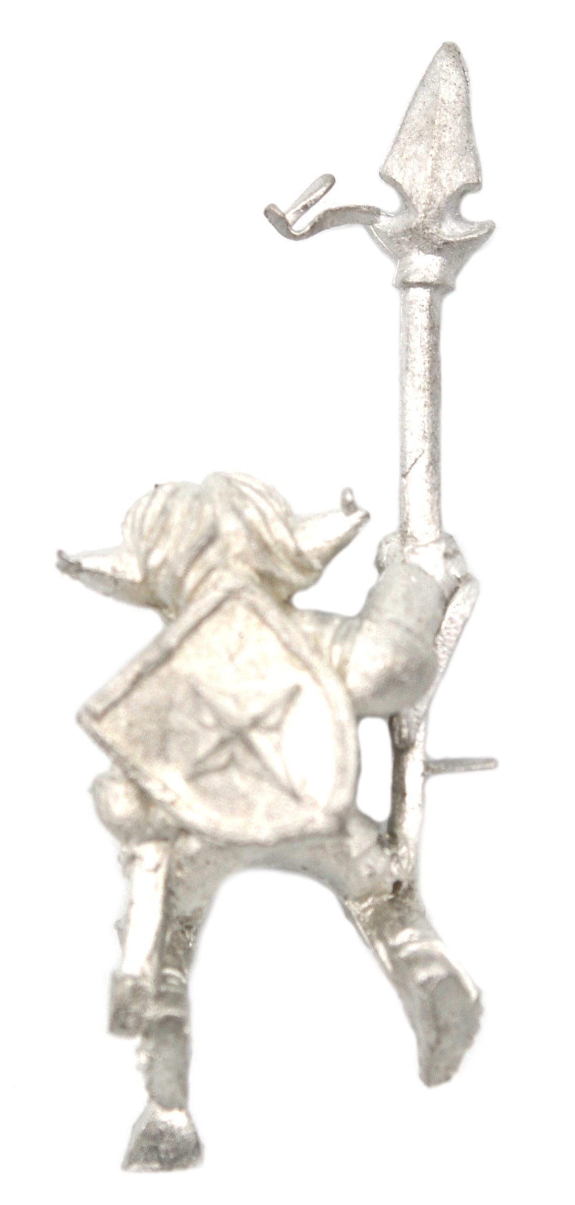 Unpainted pewter Gnome Knight Rider miniature, 32mm tall, another view