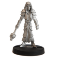 Unpainted pewter Elf Cleric miniature, 35mm tall