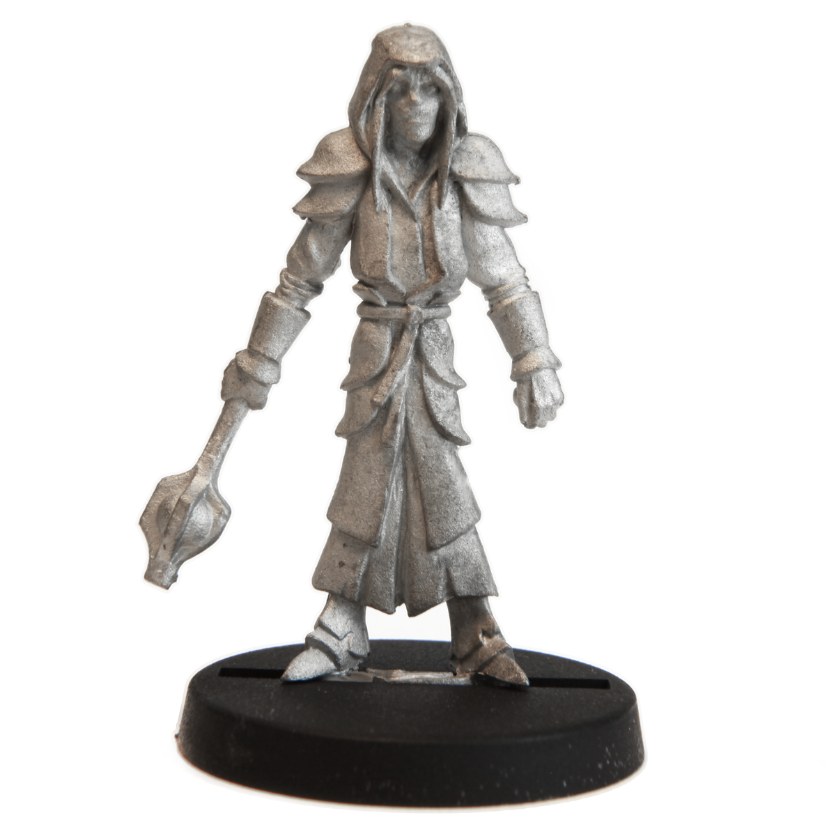 Unpainted pewter Elf Cleric miniature, 35mm tall