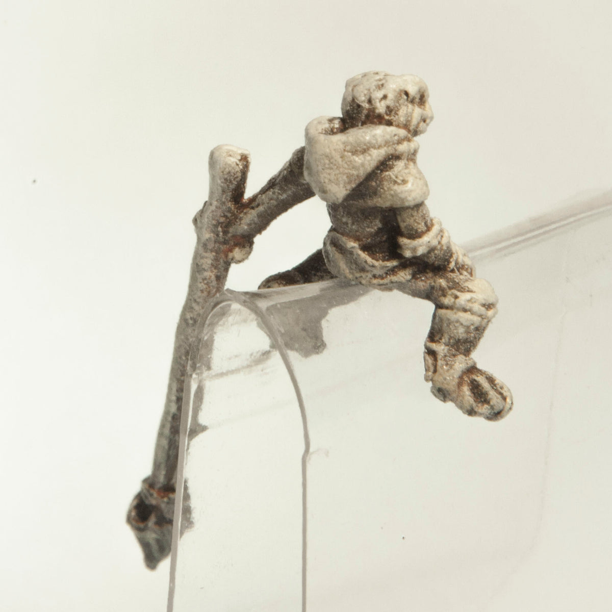 Primed pewter Grippli Spearman Rider miniature, 22mm tall, another view