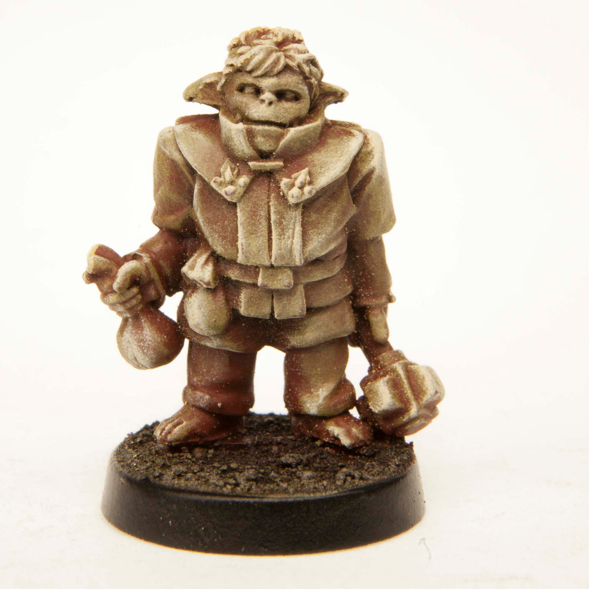 Primed pewter Half-Orc Boy miniature, 25mm tall