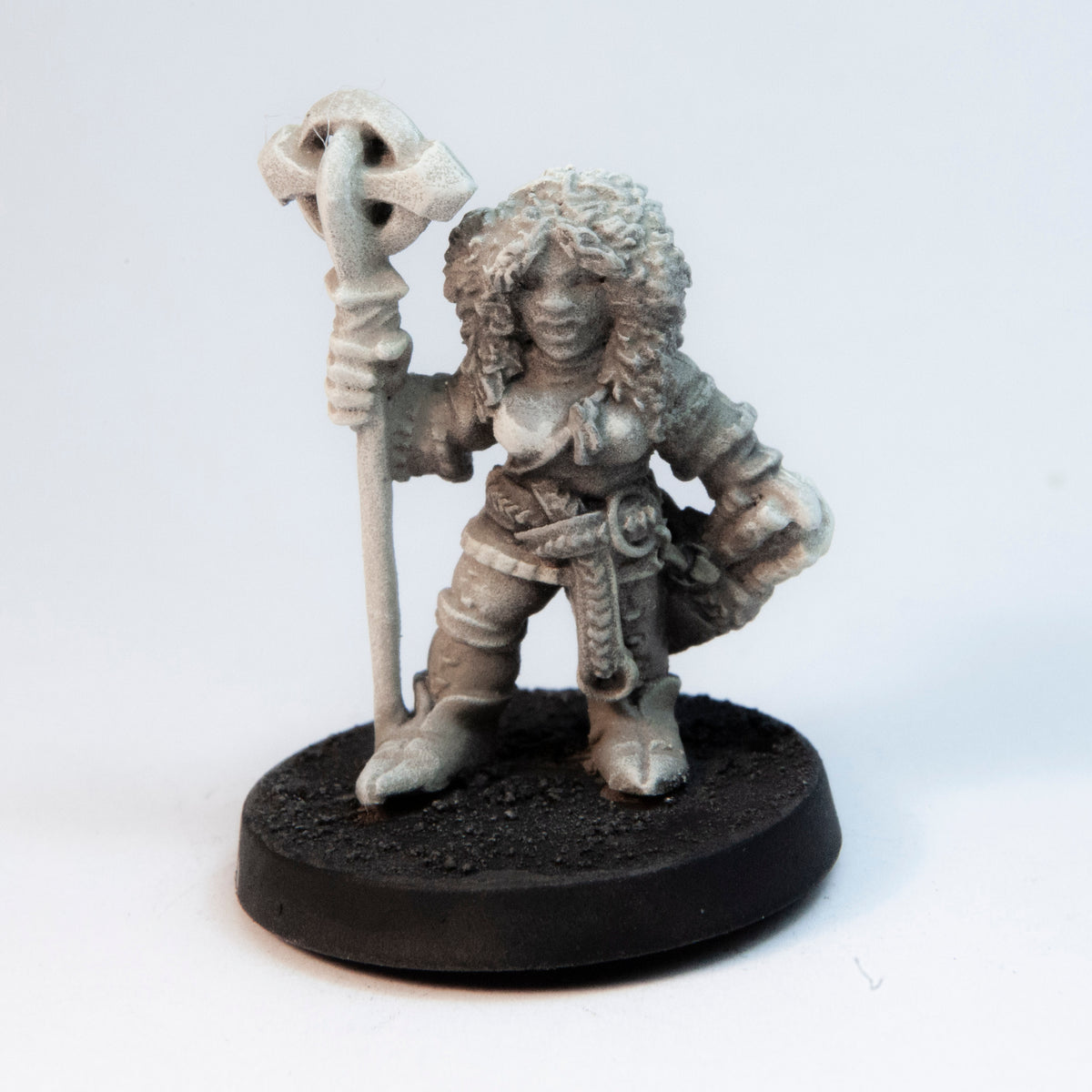 Primed pewter Dwarven Wandsmith miniature, 28mm tall