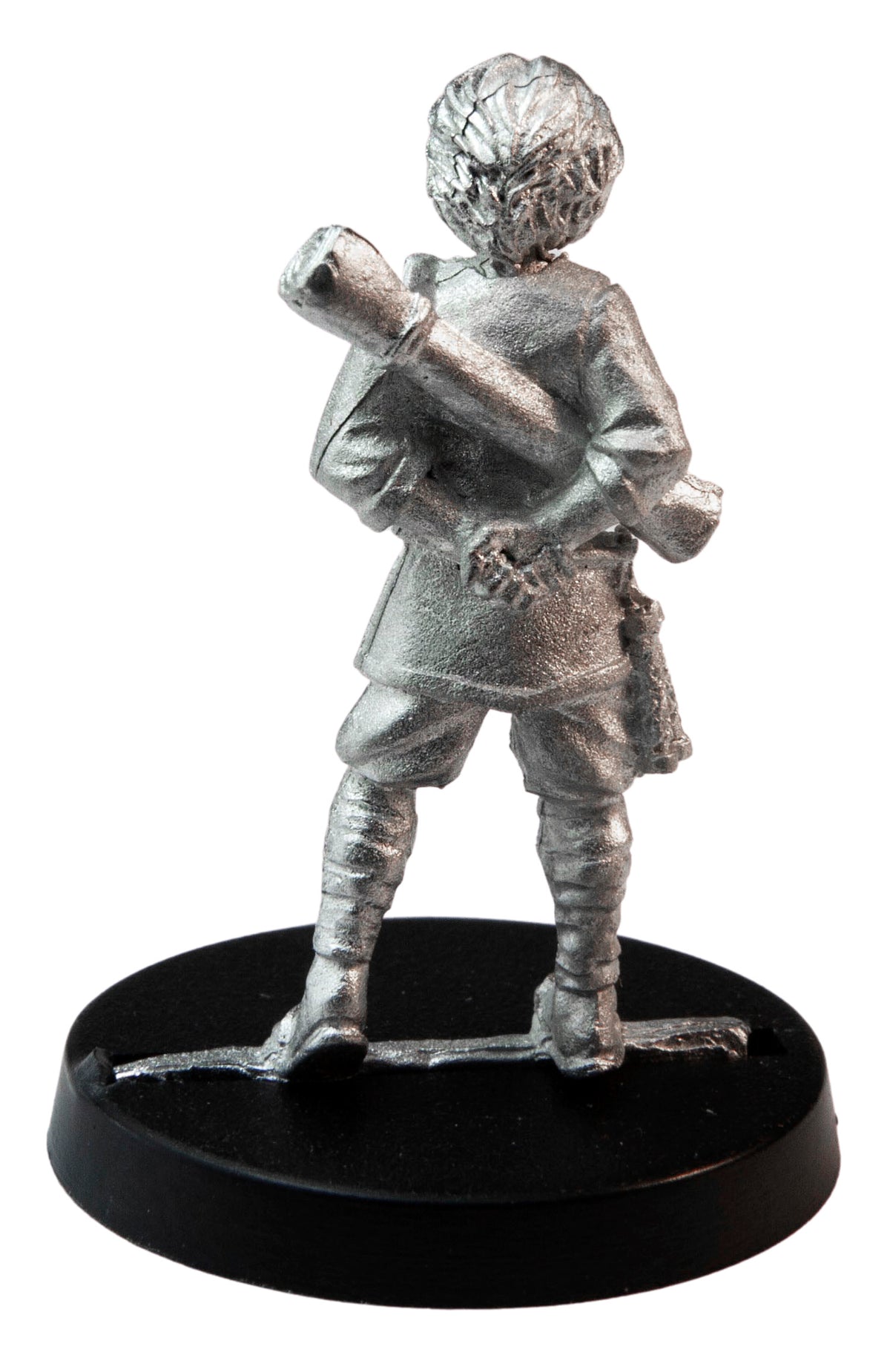 Unpainted pewter Female Human Monk miniature, 35mm tall, another view