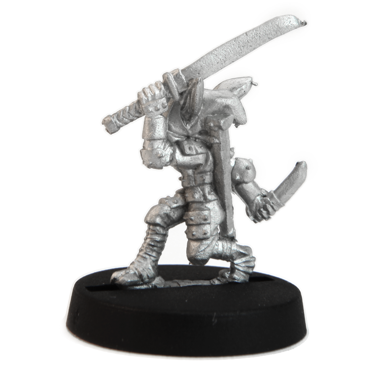 Unpainted pewter Gnome Assassin miniature, 23mm tall, another view