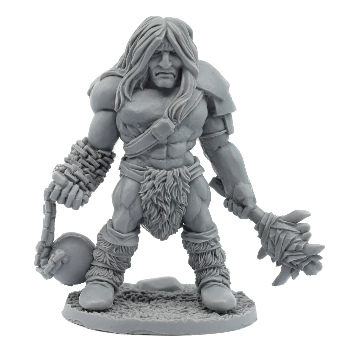 Unpainted resin Giant Barbarian miniature, 93mm tall, another view