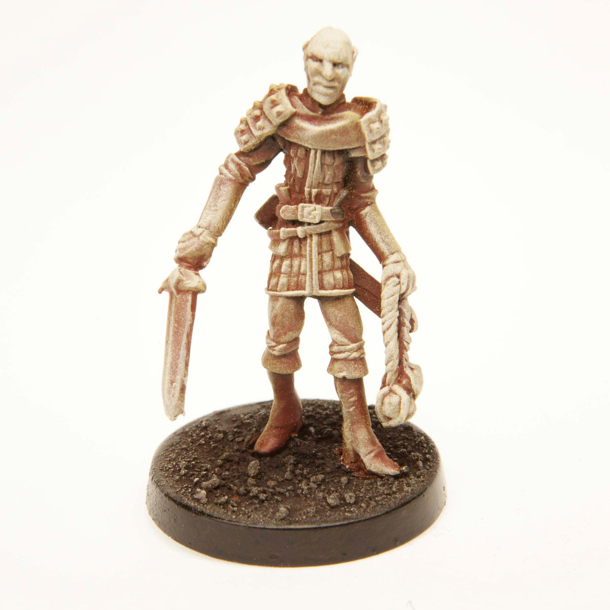 Primed pewter Elf Raider miniature, 34mm tall
