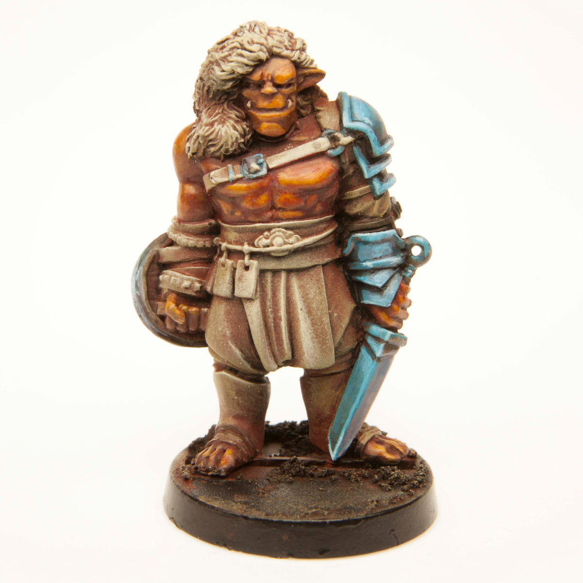 Half-Orc Gladiator miniature, painted example (ships unpainted)
