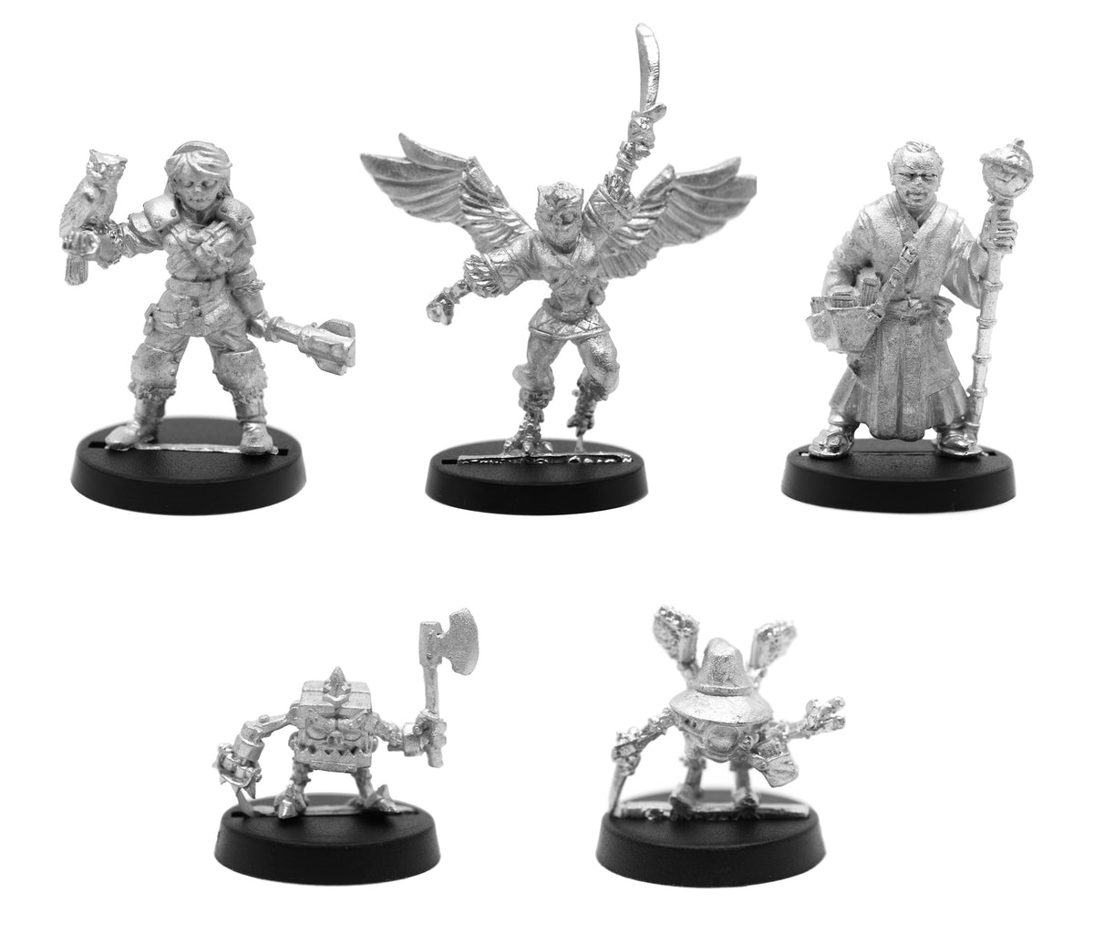 5 Piece Protection Services Set, unpainted pewter miniatures