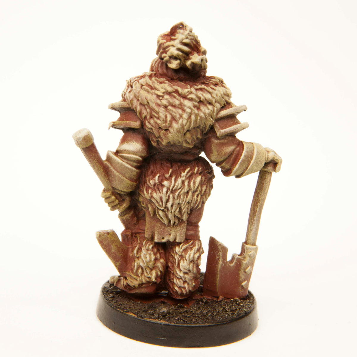 Primed pewter Half-Orc Barbarian miniature, 39mm tall, another view