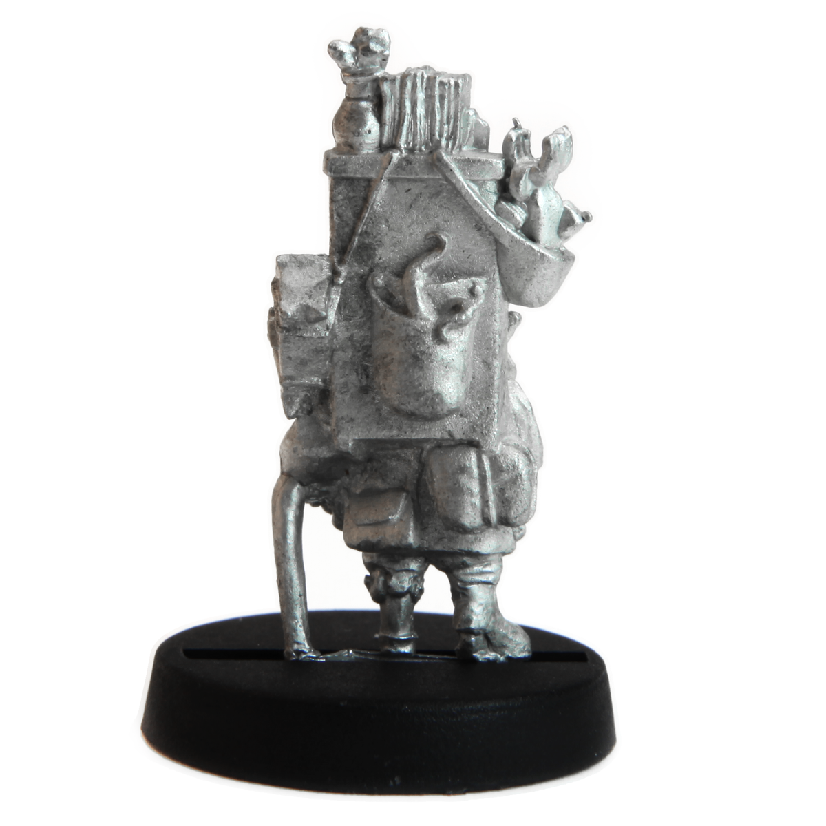 Unpainted pewter Gnome Tinker miniature, 26mm tall, another view