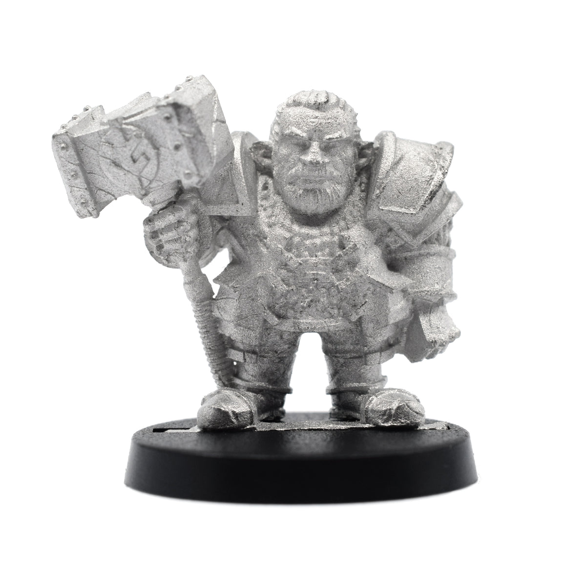 Unpainted pewter Dwarven Hammersmith miniature, 26mm tall