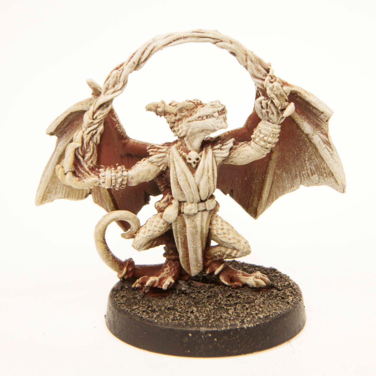 Primed pewter Kobold Mage Lord miniature, 32mm tall